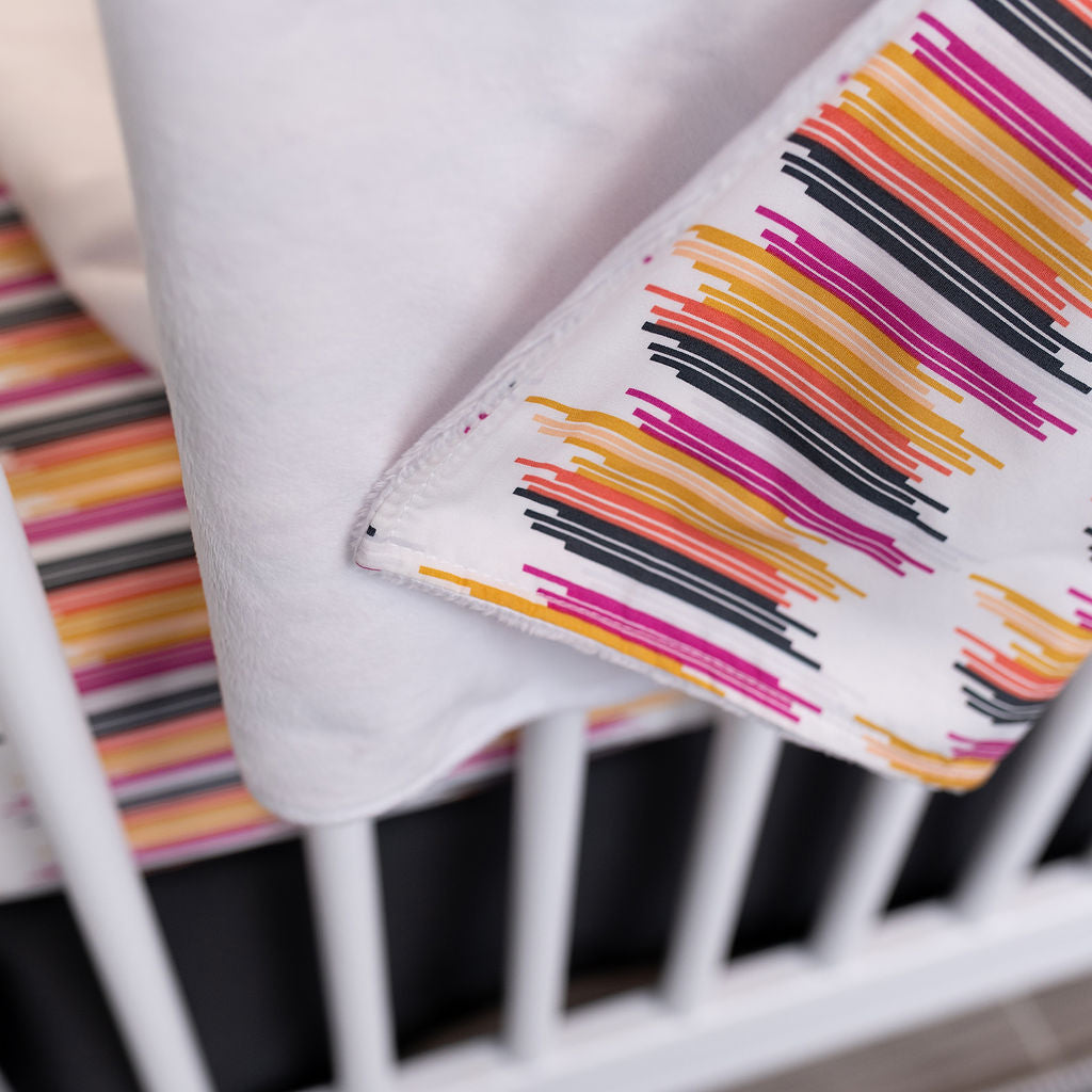 City Heartbeeps - Baby Blanket - Multi-colored Lines on Ivory - Olli+Lime